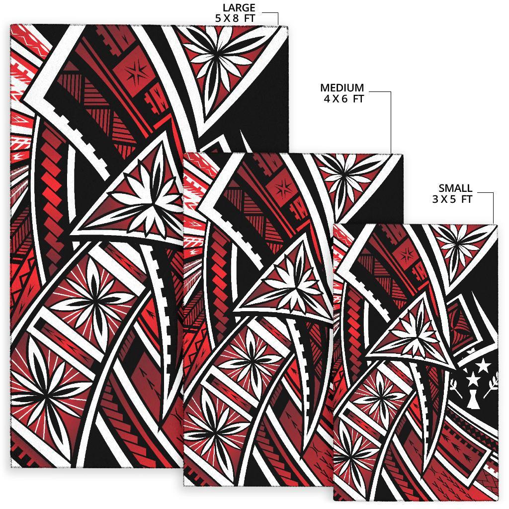Kosrae Area Rug - Tribal Flower Special Pattern Red Color - Polynesian Pride