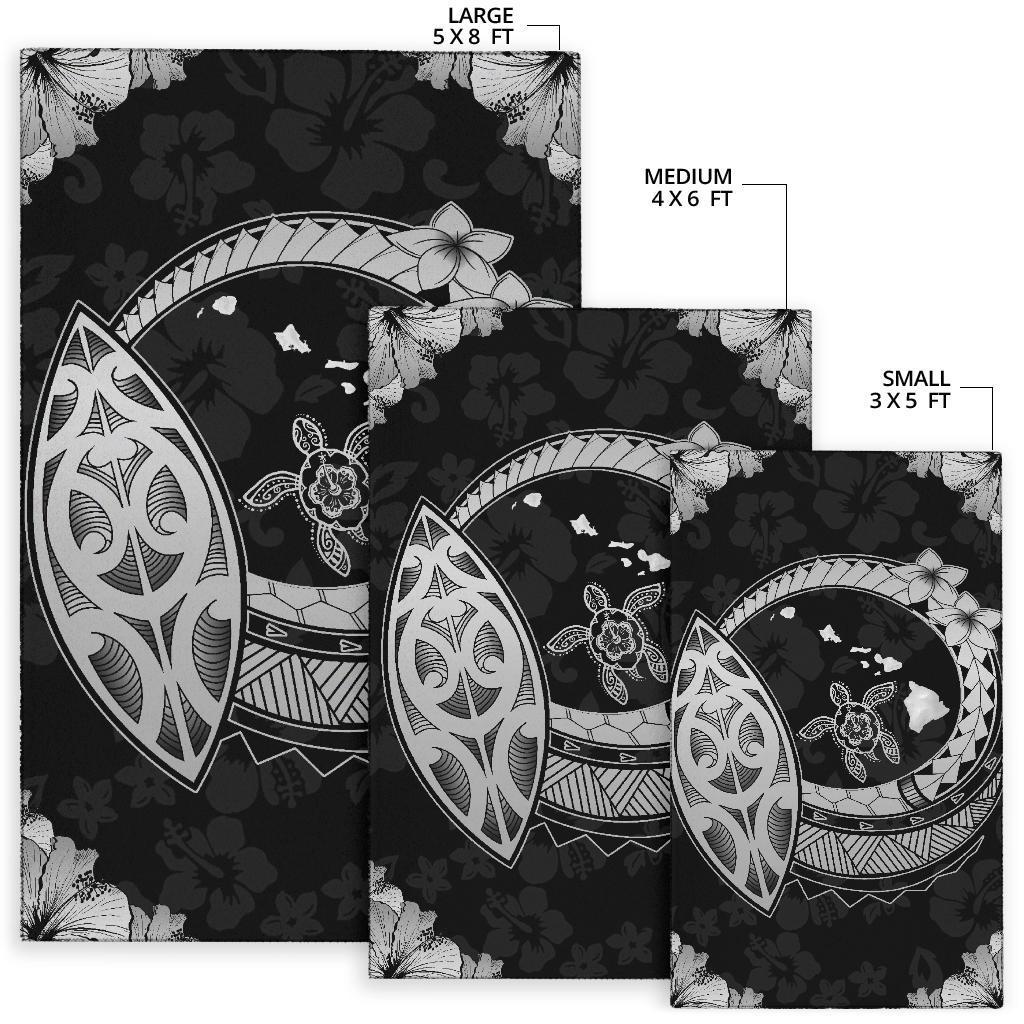 Hawaii Turtle Hibiscus Corner Map Polynesian Area Rug AH - Polynesian Pride