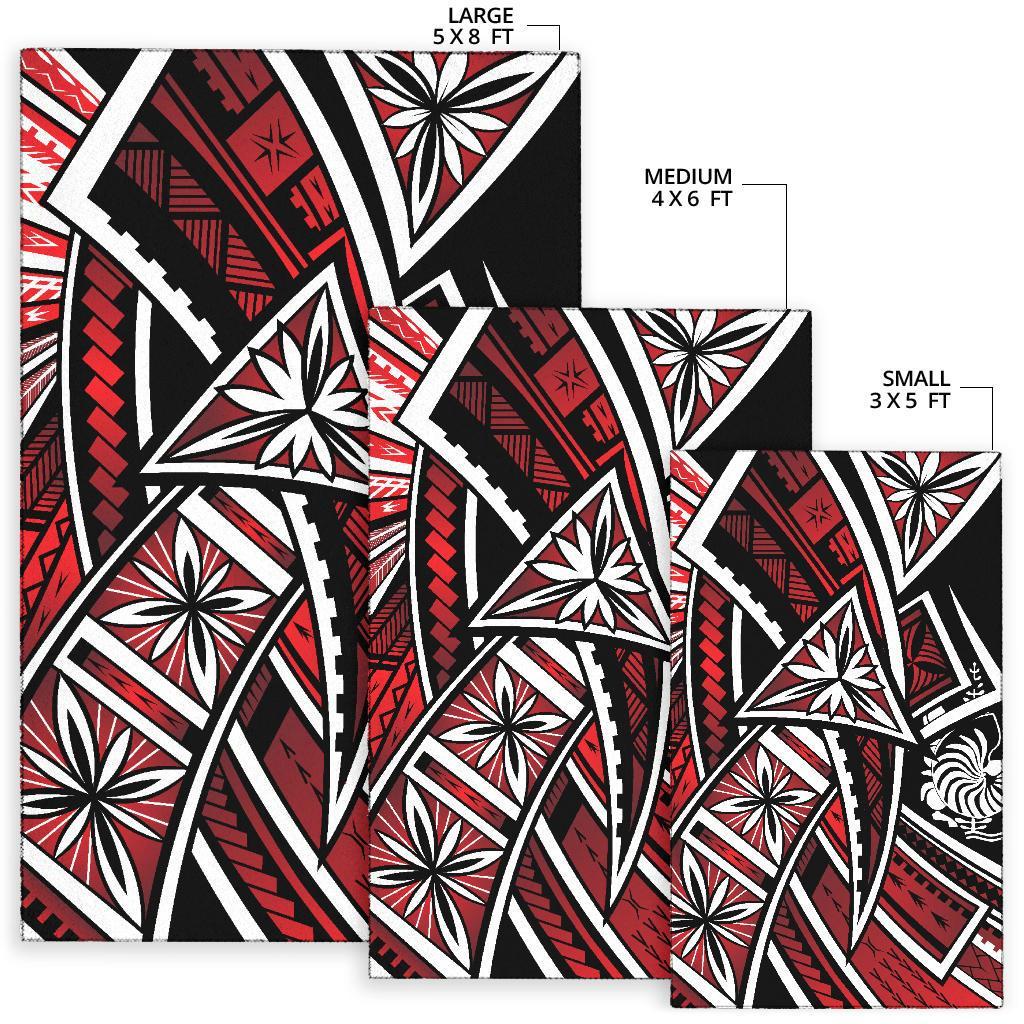 New Caledonia Area Rug - Tribal Flower Special Pattern Red Color - Polynesian Pride