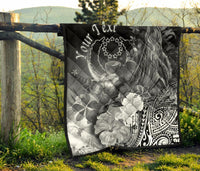 Pohnpei Custom Personalised Premium Quilt - Humpback Whale with Tropical Flowers (White) - Polynesian Pride