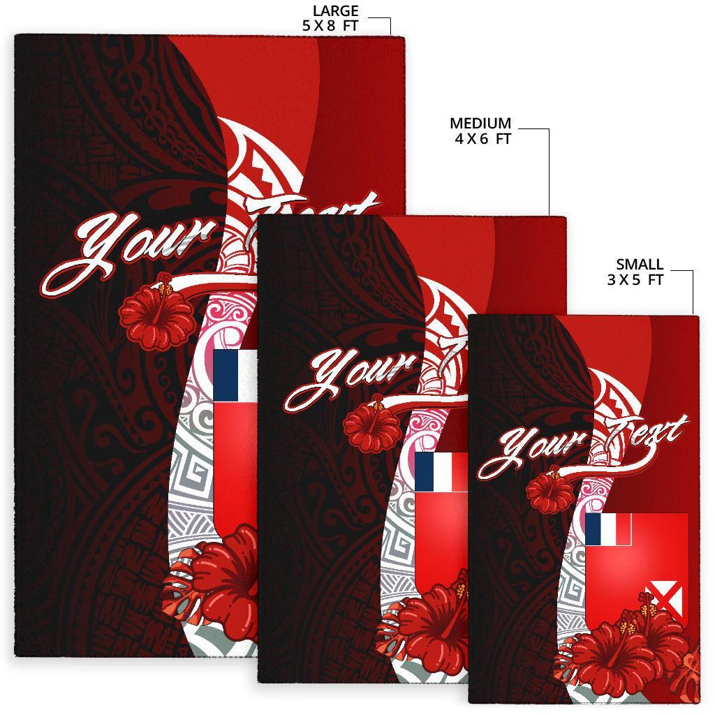 Wallis and Futuna Polynesian Custom Personalised Area Rug - Coat Of Arm With Hibiscus - Polynesian Pride