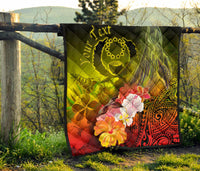 Pohnpei Custom Personalised Premium Quilt - Humpback Whale with Tropical Flowers (Yellow) - Polynesian Pride