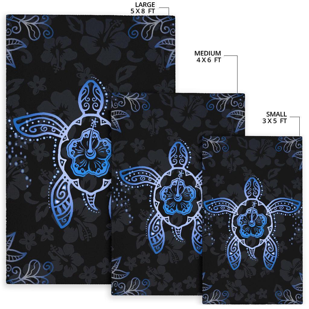 Hawaiian Golden Hibiscus And Turtle Area Rug AH - Polynesian Pride