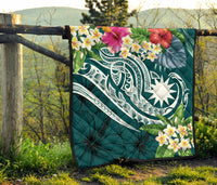 Nauru Polynesian Premium Quilt - Summer Plumeria (Turquoise) - Polynesian Pride