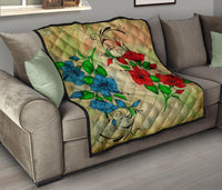 Hibiscus Red And Blue Premium Quilt - Polynesian Pride