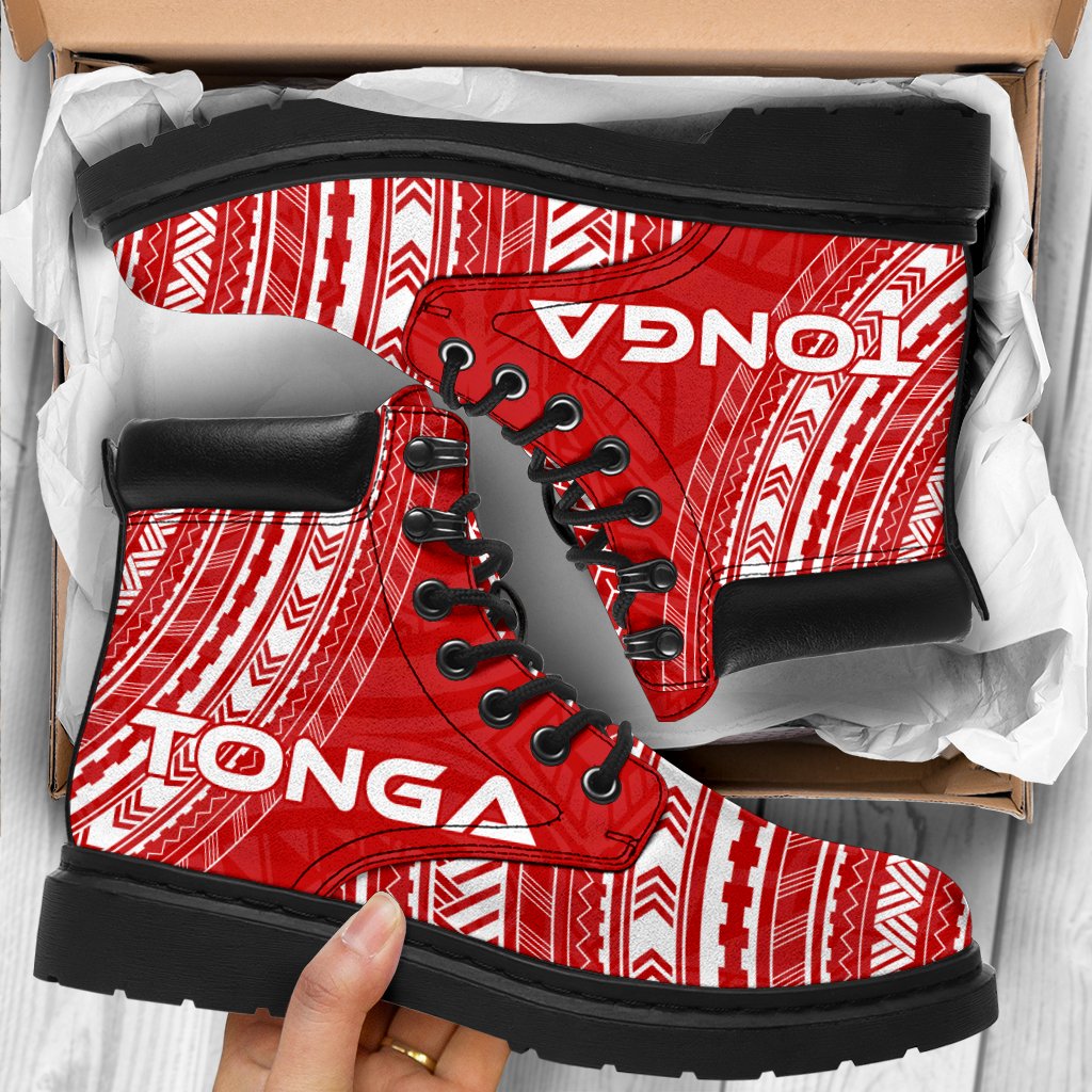 Tonga Leather Boots - Polynesian Flag Chief Version - Polynesian Pride