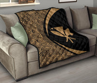 Hawaii Kanaka Polynesian Black Premium Quilt - Circle Style - Polynesian Pride