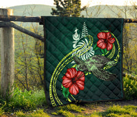 New Caledonia Polynesian Premium Quilt - Green Turtle Hibiscus - Polynesian Pride
