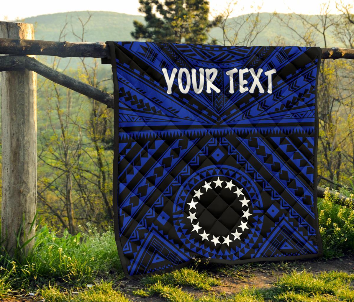 Cook Island Personalised Premium Quilt - Seal With Polynesian Tattoo Style ( Blue) - Polynesian Pride