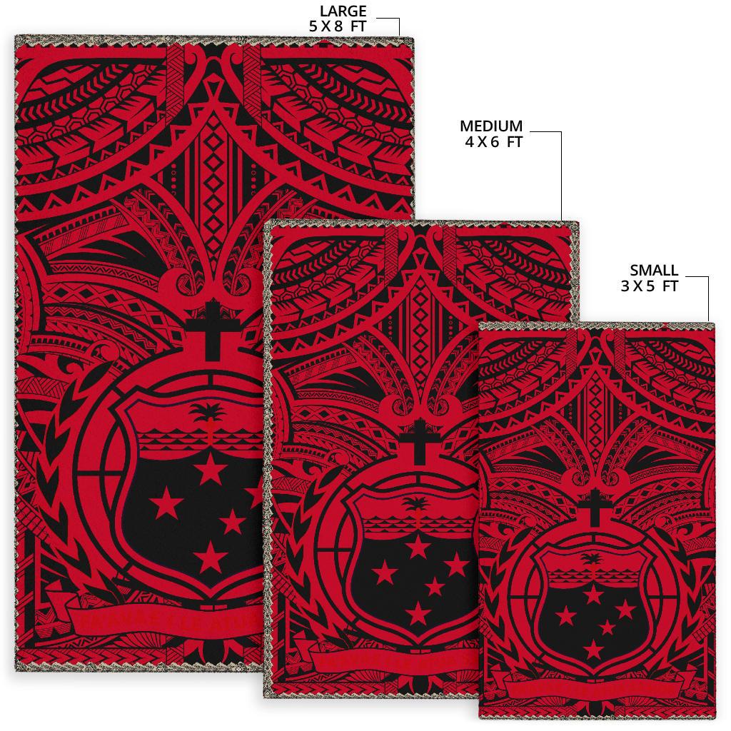 Samoa Area Rug, Samoa Coat Of Arm - Polynesian Tattoo (Red) - Polynesian Pride
