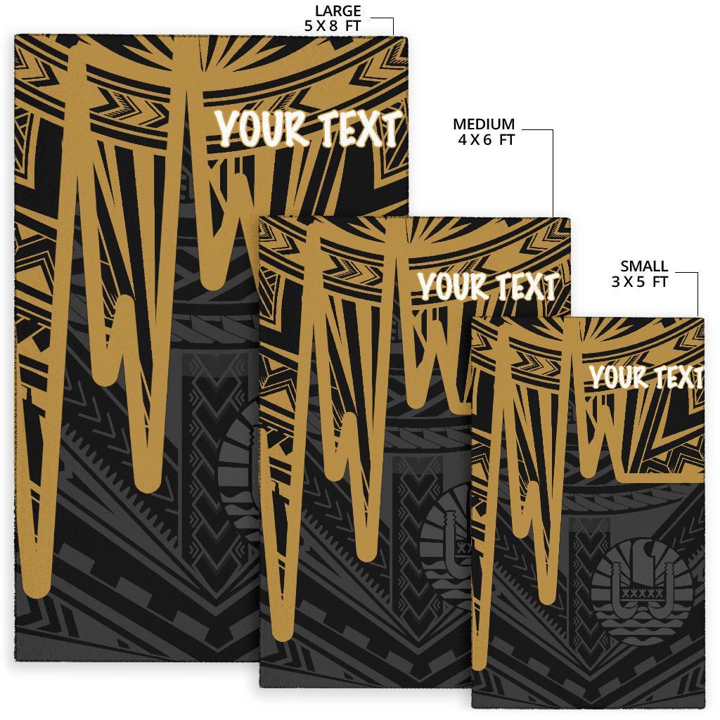 Tahiti Personalised Area Rug - Tahiti Seal In Heartbeat Patterns Style (Gold) - Polynesian Pride