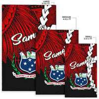 Samoa Polynesian Are Rug - Tribal Wave Tattoo Flag Color - Polynesian Pride