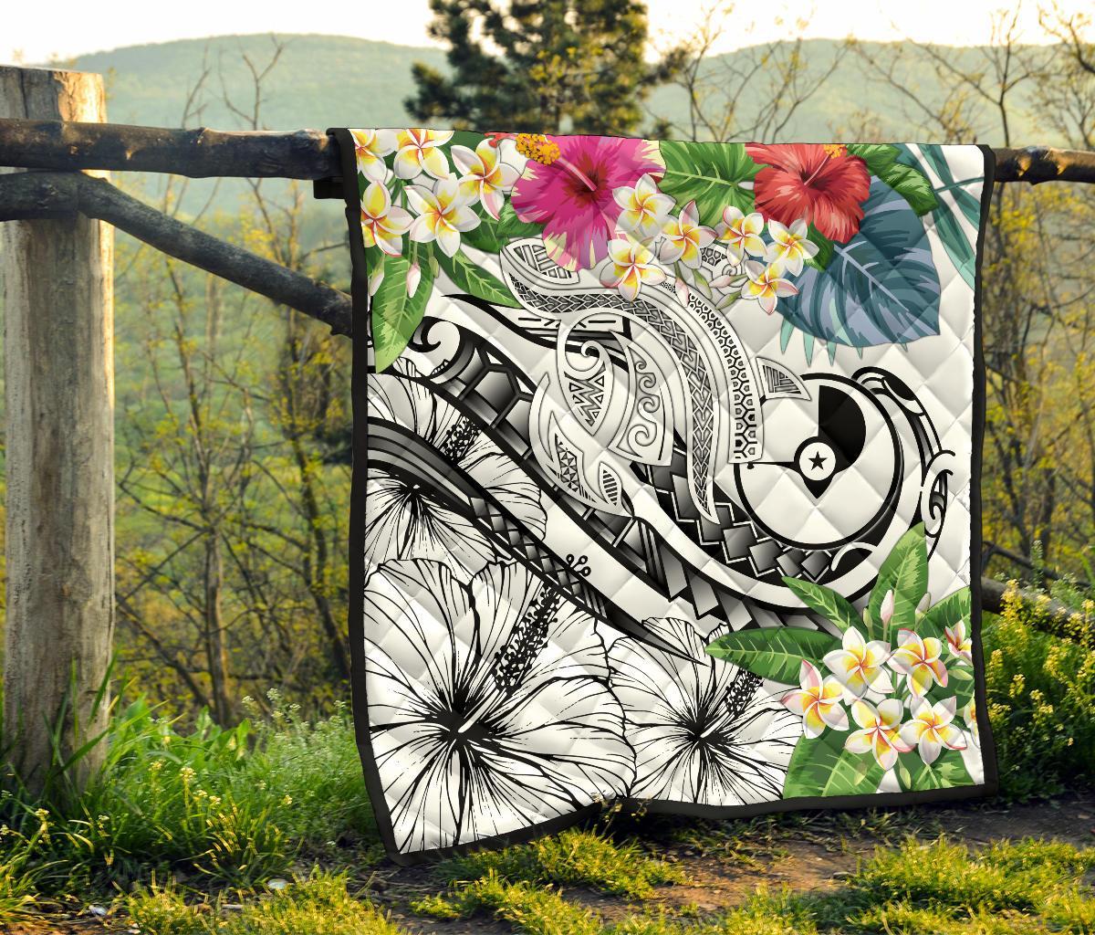 YAP Polynesian Premium Quilt - Summer Plumeria (White) - Polynesian Pride