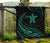 Hawaii Turtle Hibicus Premium Quilt - Frida Style - Turquoise - Polynesian Pride