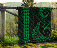 Hawaii Kakau Green Polynesian Premium Quilt - Polynesian Pride