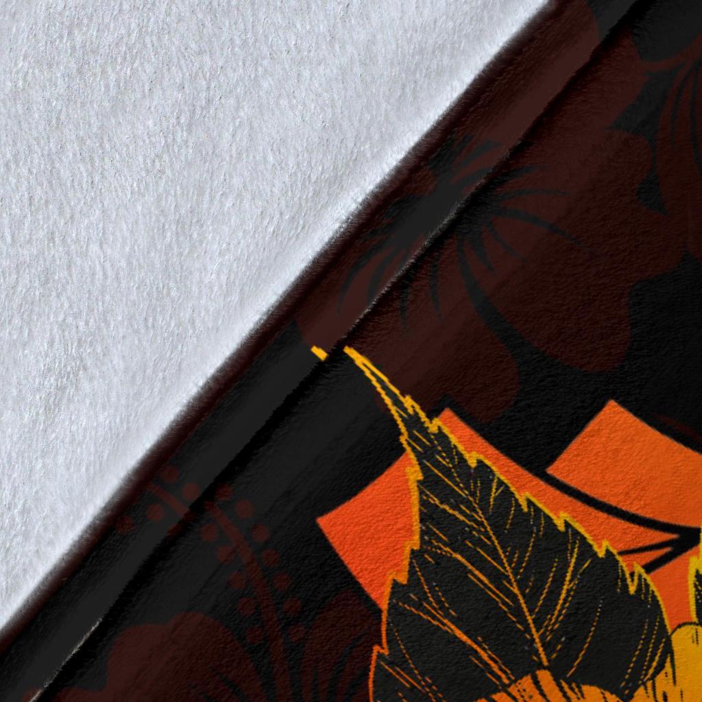 Northern Mariana Islands Polynesian Premium Blanket - Swordfish With Hibiscus - Polynesian Pride