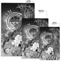 Federated States of Micronesia Area Rug - Humpback Whale with Tropical Flowers (White) - Polynesian Pride