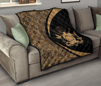 Cook Islands Coat Of Arms Polynesian Premium Quilt - Circle Style - 02 - Polynesian Pride