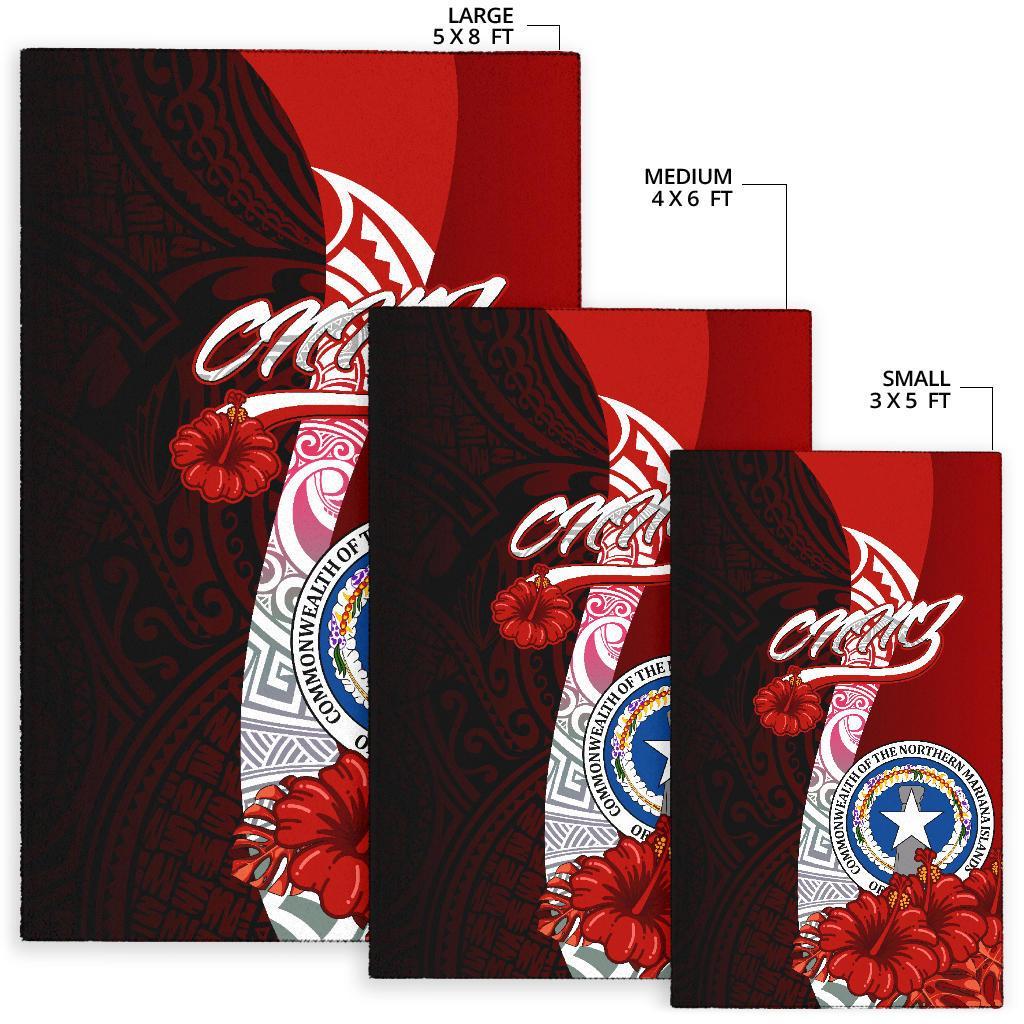 Northern Mariana Islands Polynesian Area Rug - Coat Of Arm With Hibiscus - Polynesian Pride