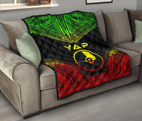Yap Premium Quilt - Yap Flag Polynesian Chief Reggae Version - Polynesian Pride