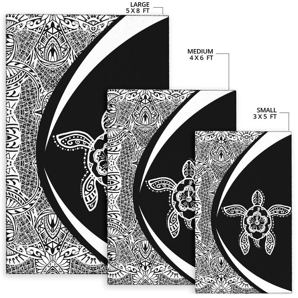 Hawaii Turtle Polynesian Area Rug Circle Style White - Polynesian Pride
