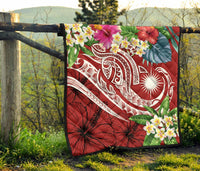 Marshall Islands Polynesian Premium Quilt - Summer Plumeria (Red) - Polynesian Pride