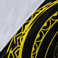 Hawaii Turtle Hibicus Premium Blanket - Frida Style - Yellow - Polynesian Pride