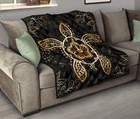 Turtle Hibiscus Yellow Premium Quilt - Polynesian Pride