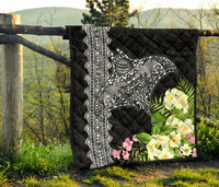 Hawaii Premium Quilt - Mantaray With Hibiscus Flowers - Polynesian Pride