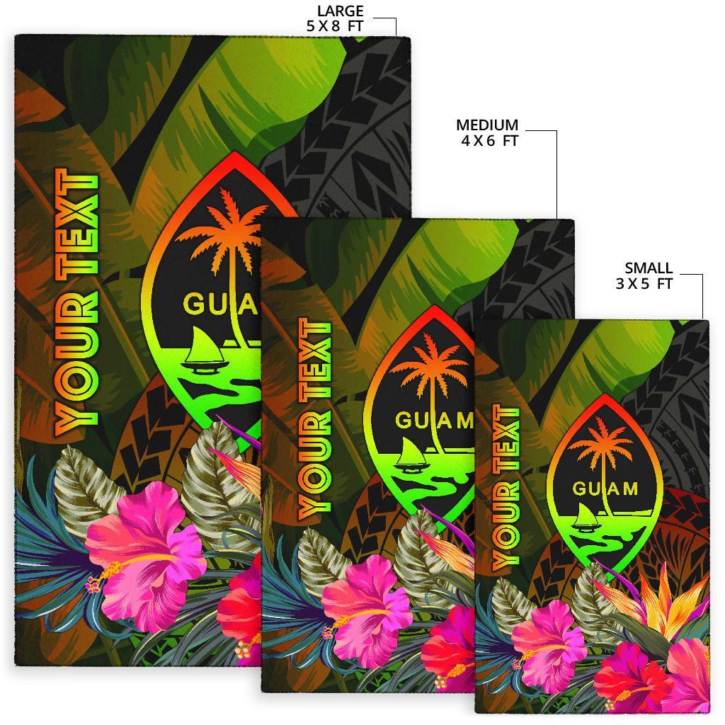 Guam Polynesian Personalised Area Rug - Hibiscus and Banana Leaves - Polynesian Pride