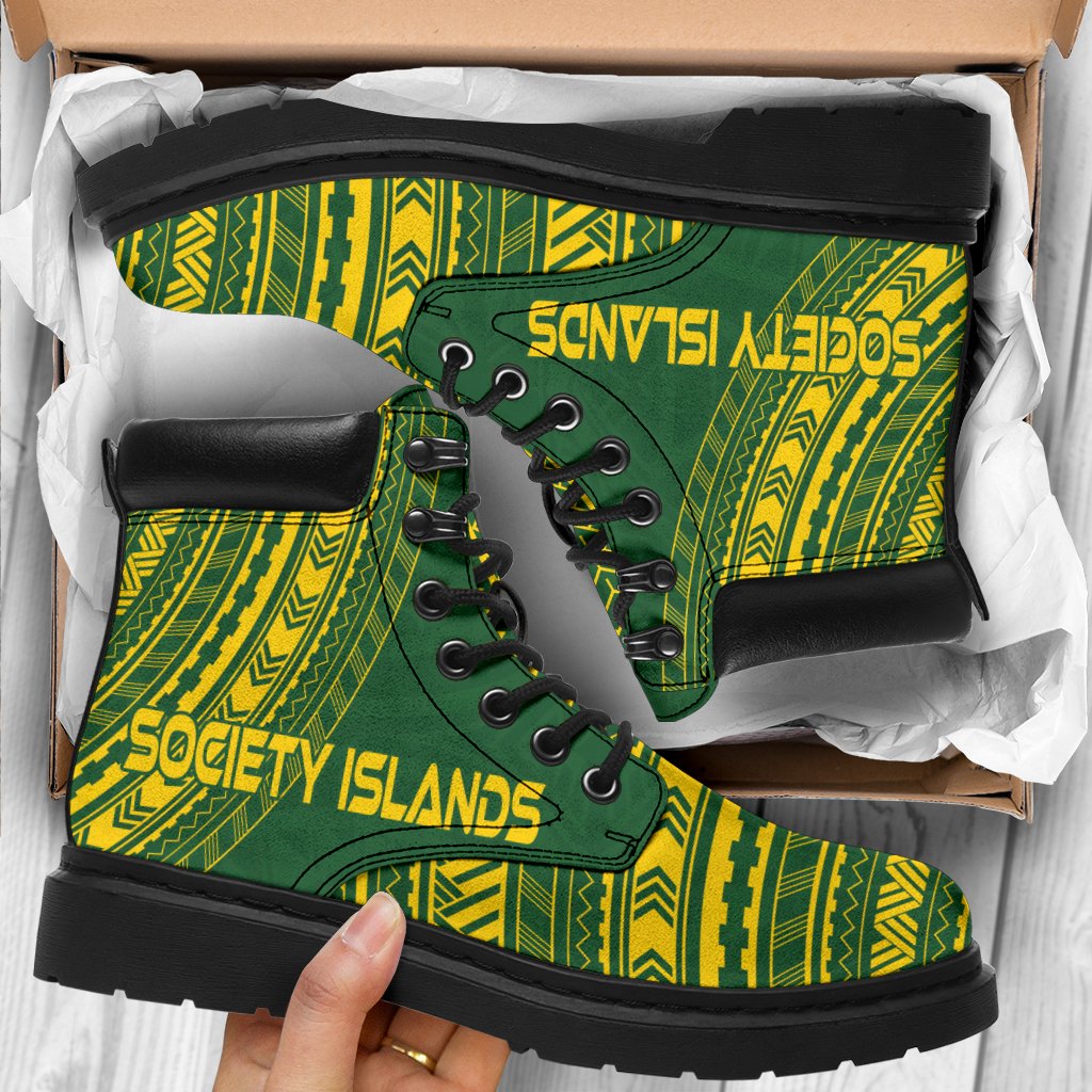 Society Islands Leather Boots - Polynesian Flag Chief Version - Polynesian Pride