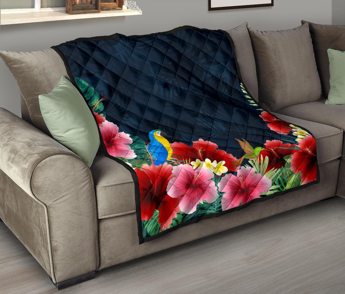 Forest Hibiscus Premium Quilt - Polynesian Pride