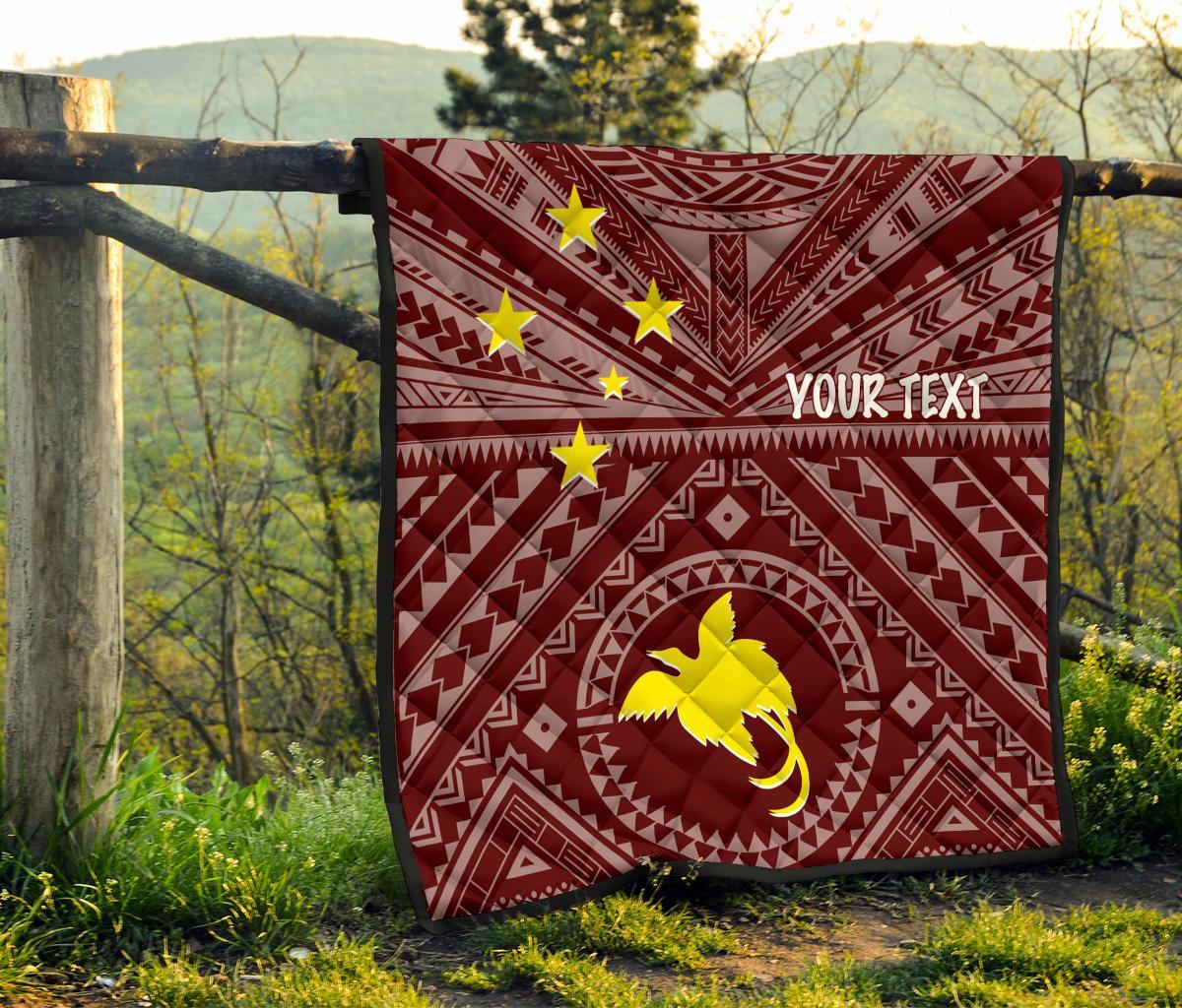 Papua New Guinea Personalised Premium Quilt - Flag With Polynesian Patterns (Red) - Polynesian Pride