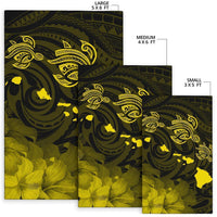 Hawaii Turtle Hibiscus Map Polynesian Area Rug AH - Polynesian Pride