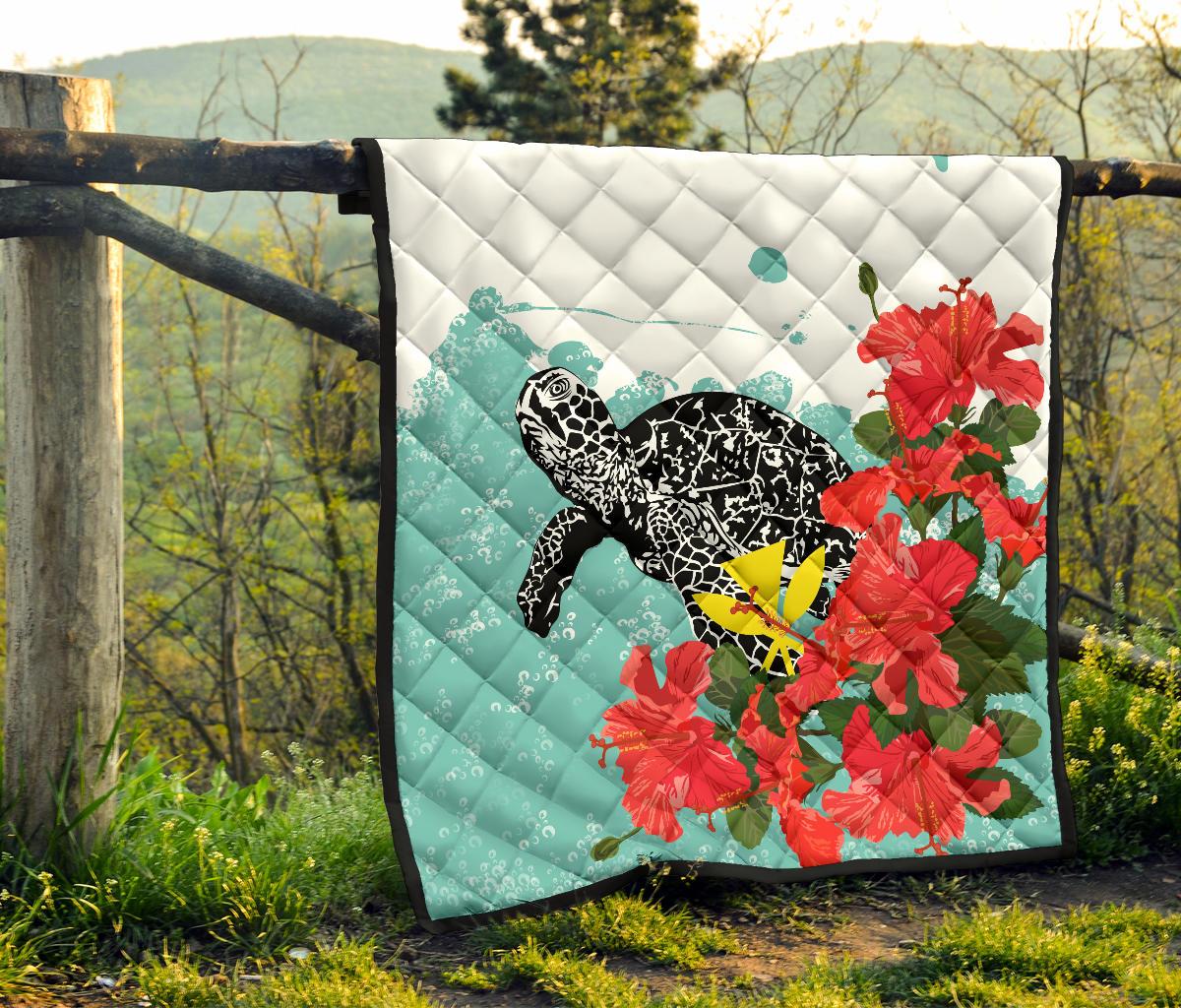 Hawaii Turle Sea Hibiscus Premium Quilt - Polynesian Pride
