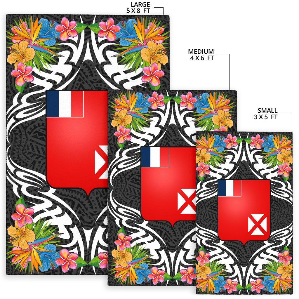 Wallis and Futuna Area Rug - Coat OfArmsWith Tropical Flowers - Polynesian Pride