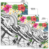 Guam Polynesian Area Rug - Summer Plumeria (White) - Polynesian Pride