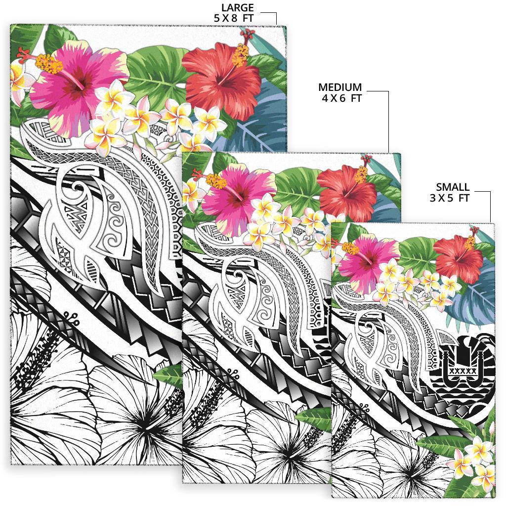 Tahiti Polynesian Area Rug - Summer Plumeria (White) - Polynesian Pride