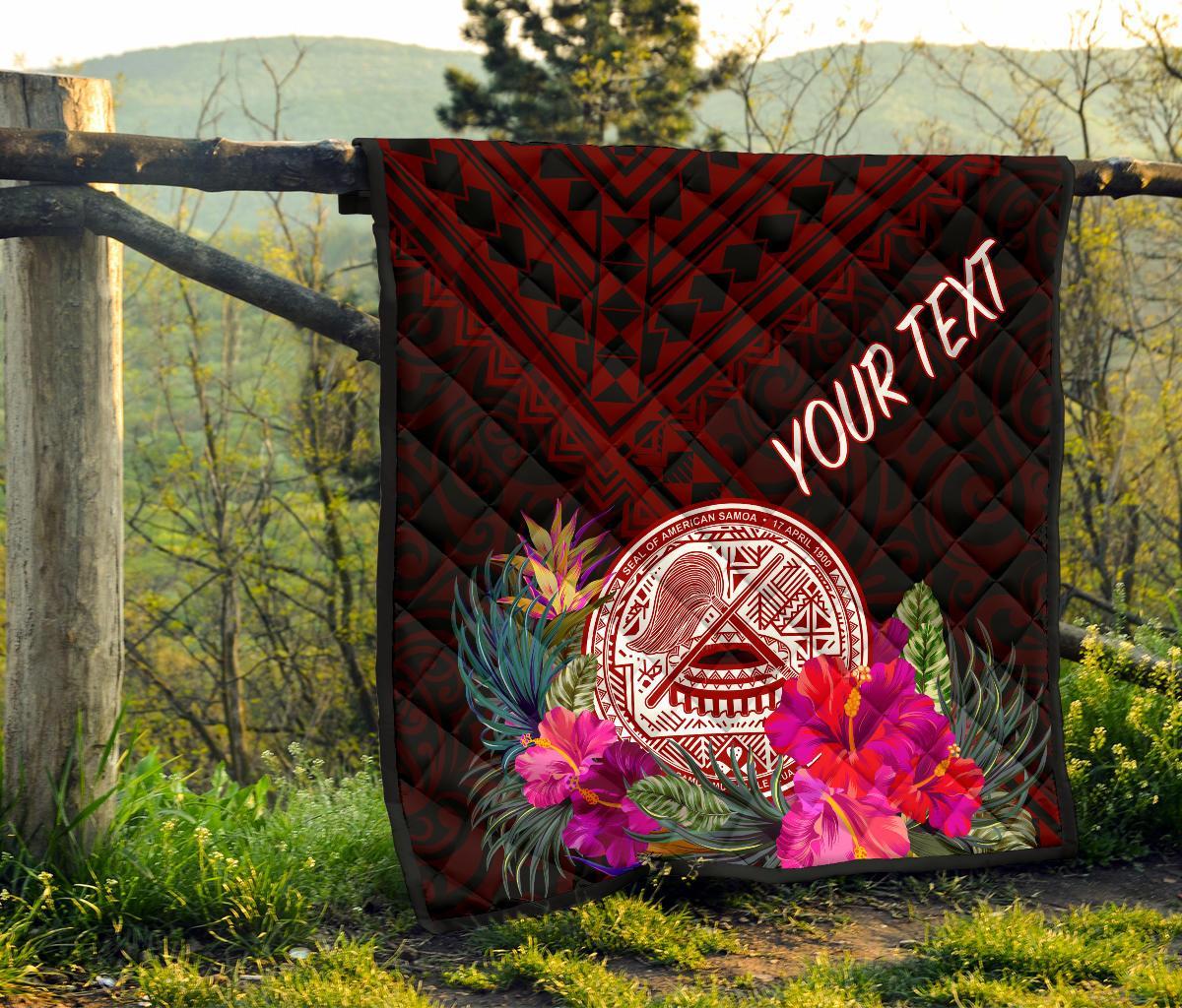 American Samoa Personalised Premium Quilt - Coat Of Arm With Polynesian Patterns - Polynesian Pride