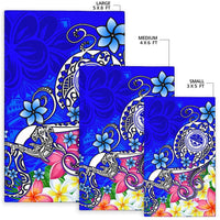 FSM Area Rug - Turtle Plumeria (Blue) - Polynesian Pride