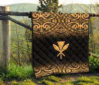 Hawaii Premium Quilt - Gold Kanaka Maoli Polynesian Tattoo & Black Frog - Polynesian Pride