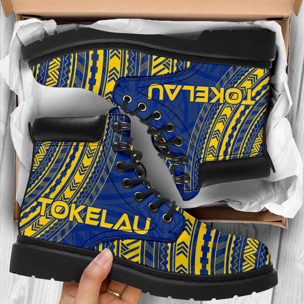 Tokelau Leather Boots - Polynesian Flag Chief Version - Polynesian Pride