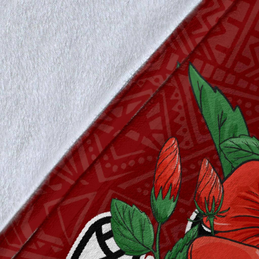 Tahiti Polynesian Premium Blanket - Hibiscus Coat of Arm Red - Polynesian Pride