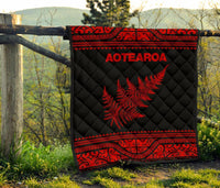 Aotearoa New Zealand Maori Premium Quilt Silver Fern - Red - Polynesian Pride
