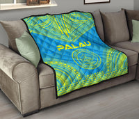Palau Premium Quilt - Palau Seal Polynesian Chief BLue Version - Polynesian Pride