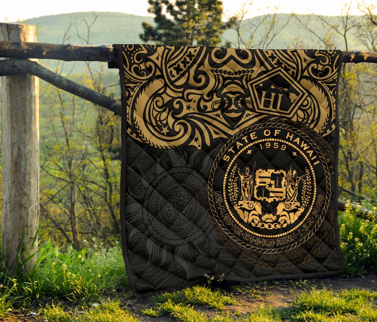 Hawaii Premium Quilt - Hawaii Seal Pride Style (Gold) - Polynesian Pride