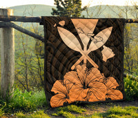 Hawaiian Kanaka Premium Quilt Hibiscus Polynesian Love Orange - Polynesian Pride