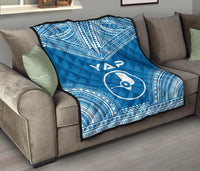 Yap Premium Quilt - Yap Flag Polynesian Chief BLue Version - Polynesian Pride