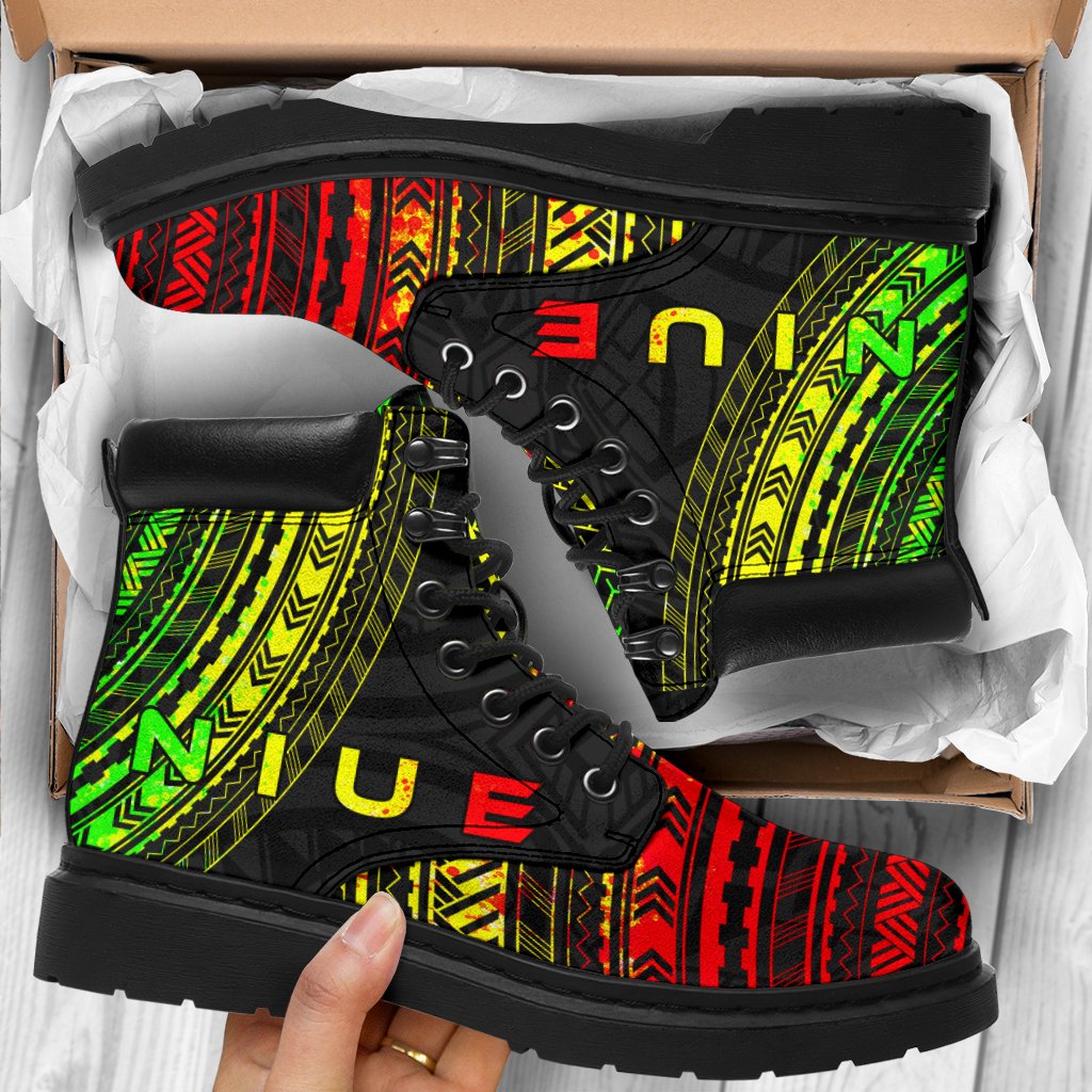 Niue Leather Boots - Polynesian Reggae Chief Version - Polynesian Pride