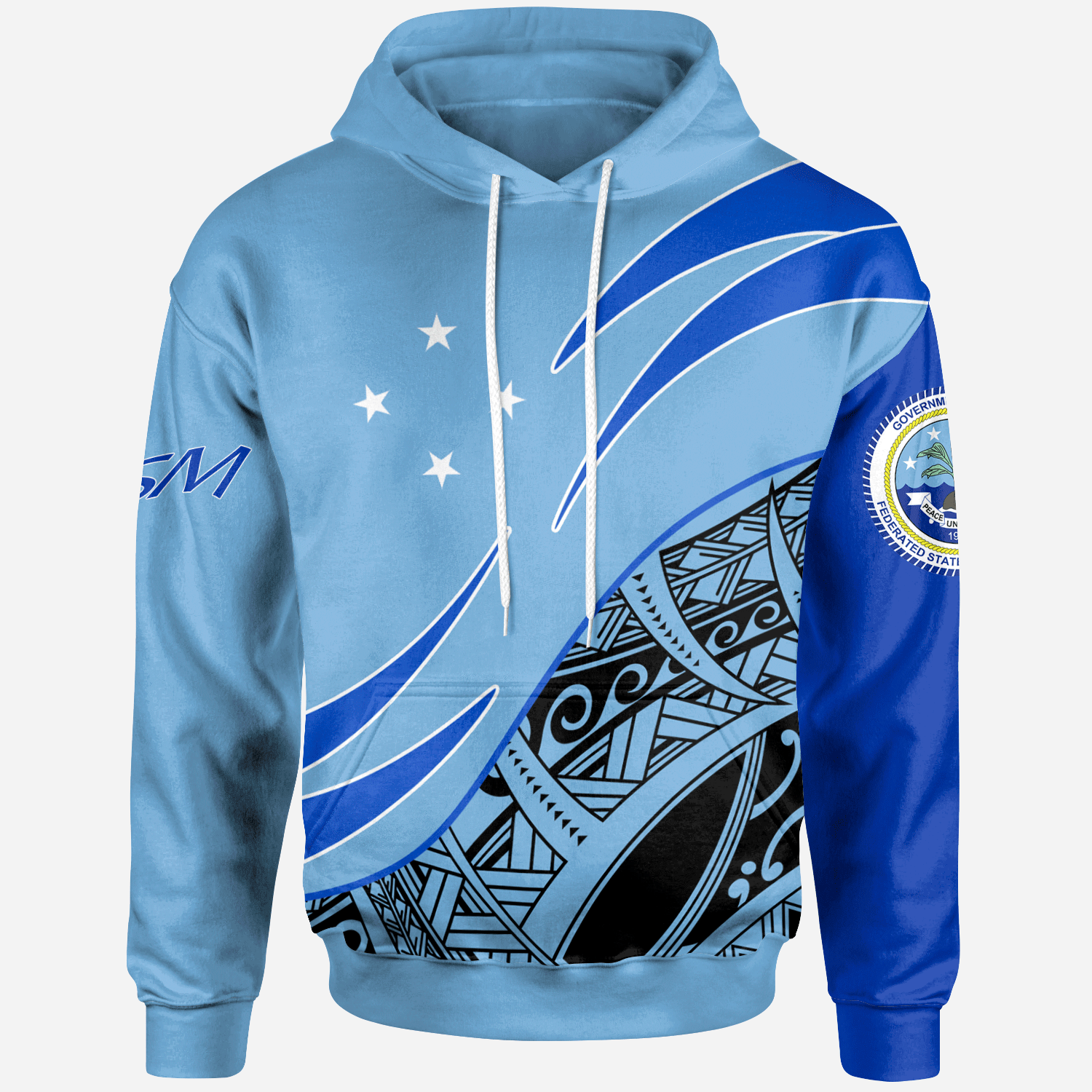 Federated States of Micronesia Hoodie Symmetrical Lines Unisex Blue - Polynesian Pride